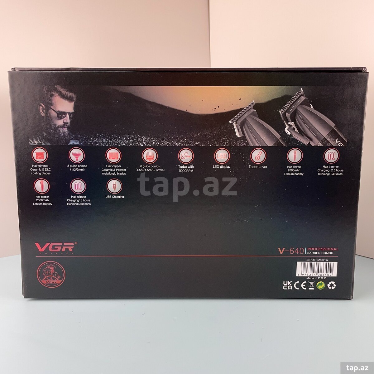 Professional təraş aparatı dəsti VGR 640 2500MAH 9000RPM Ceramic Blades Cord/Cordless (4)