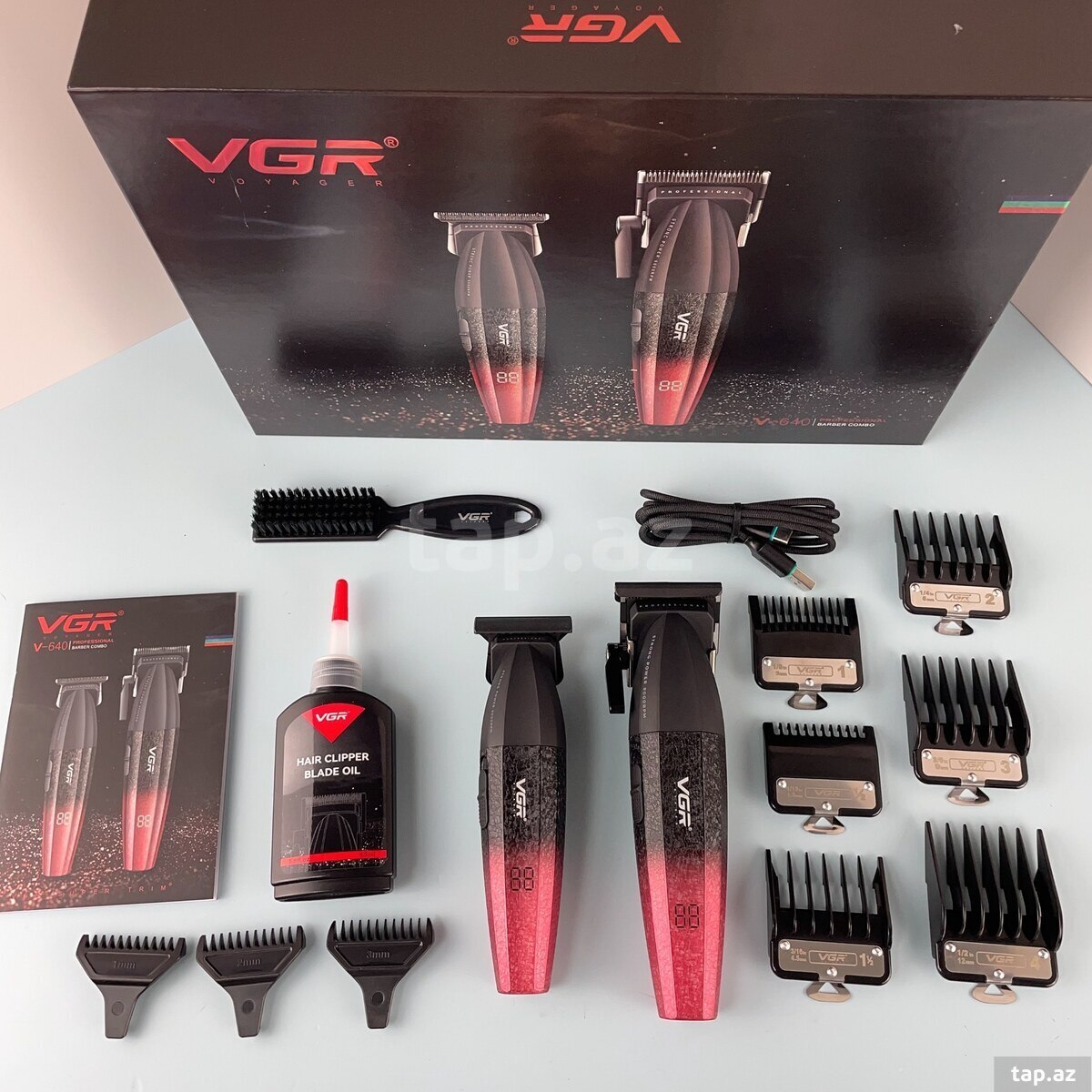 Professional təraş aparatı dəsti VGR 640 2500MAH 9000RPM Ceramic Blades Cord/Cordless (6)