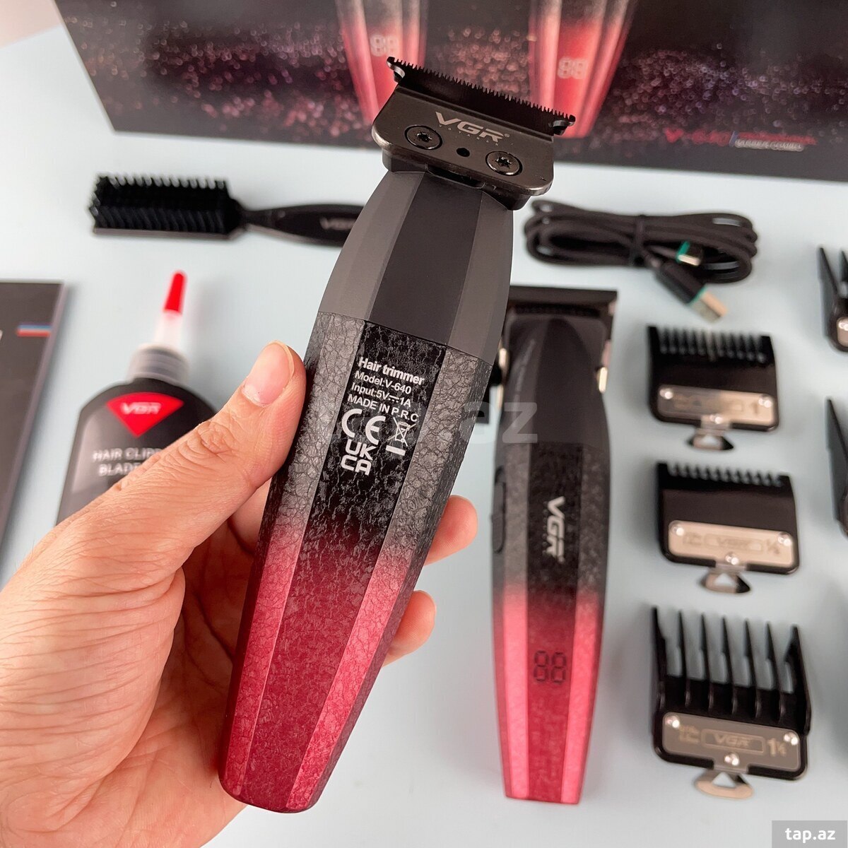Professional təraş aparatı dəsti VGR 640 2500MAH 9000RPM Ceramic Blades Cord/Cordless (8)