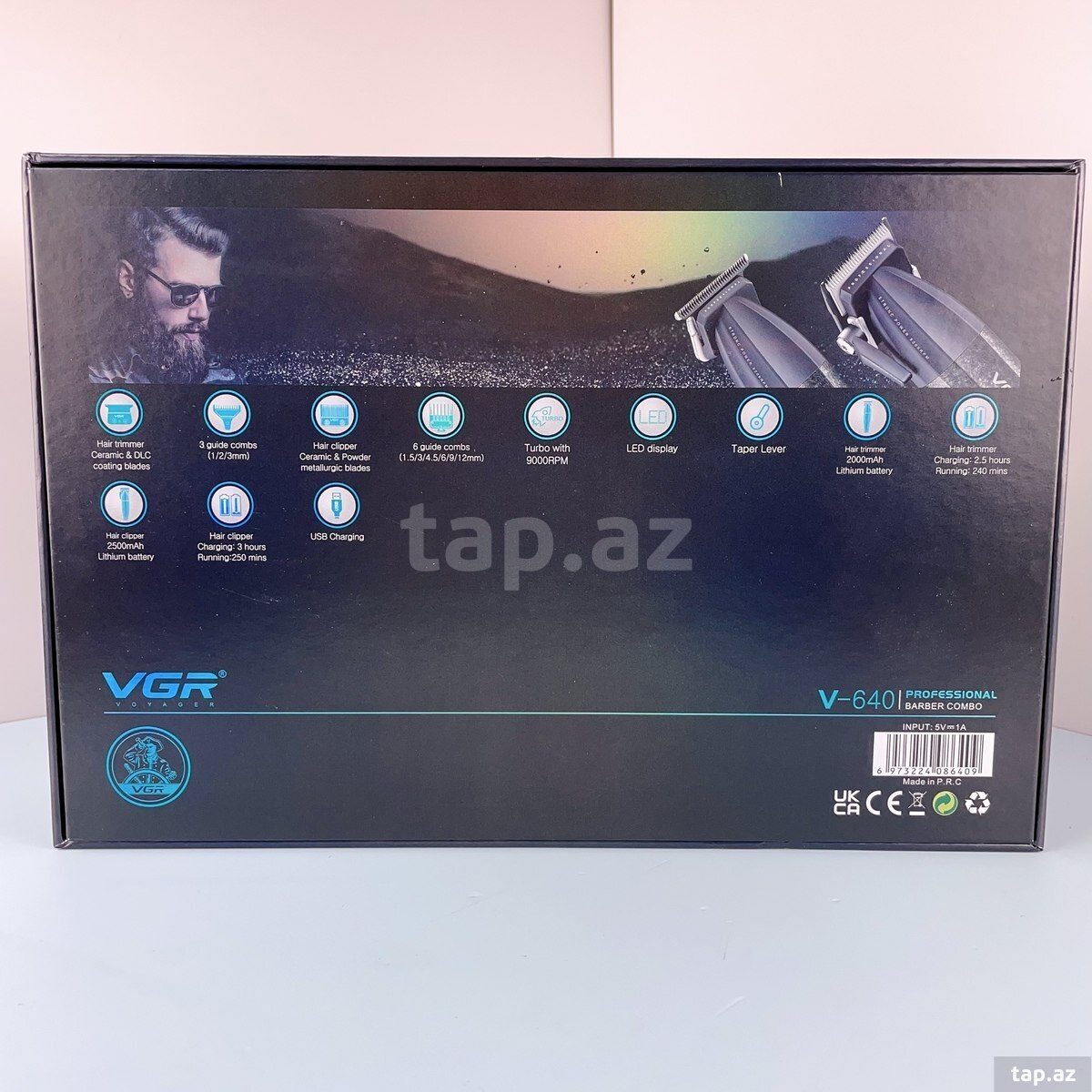 Professional təraş aparatı dəsti VGR 640 2500MAH 9000RPM Ceramic Blades Cord/Cordless (15)