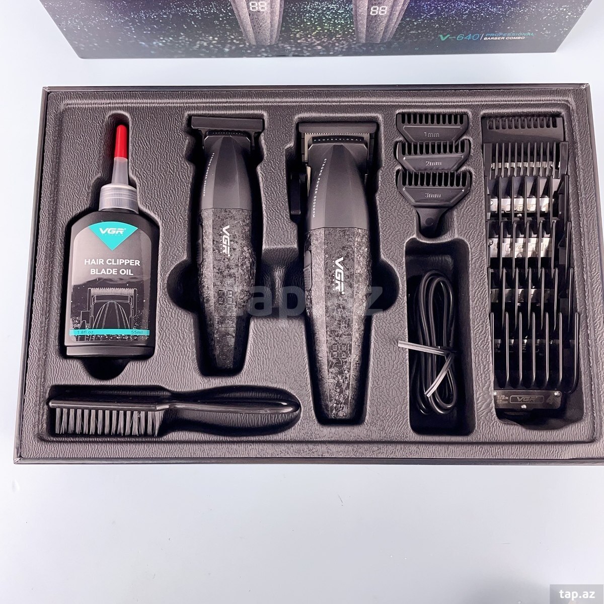 Professional təraş aparatı dəsti VGR 640 2500MAH 9000RPM Ceramic Blades Cord/Cordless (16)