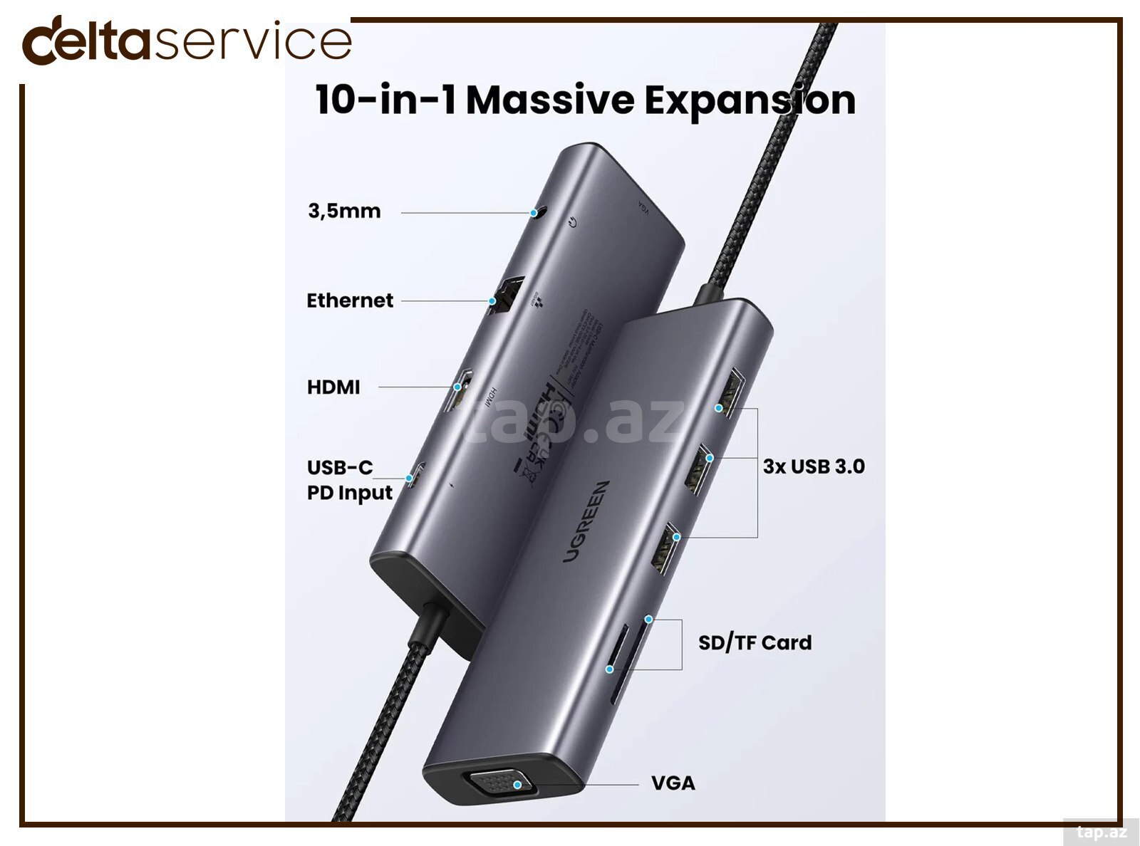 UGREEN USB C Hub 10-in-1 Multifunctional adapteri 15601