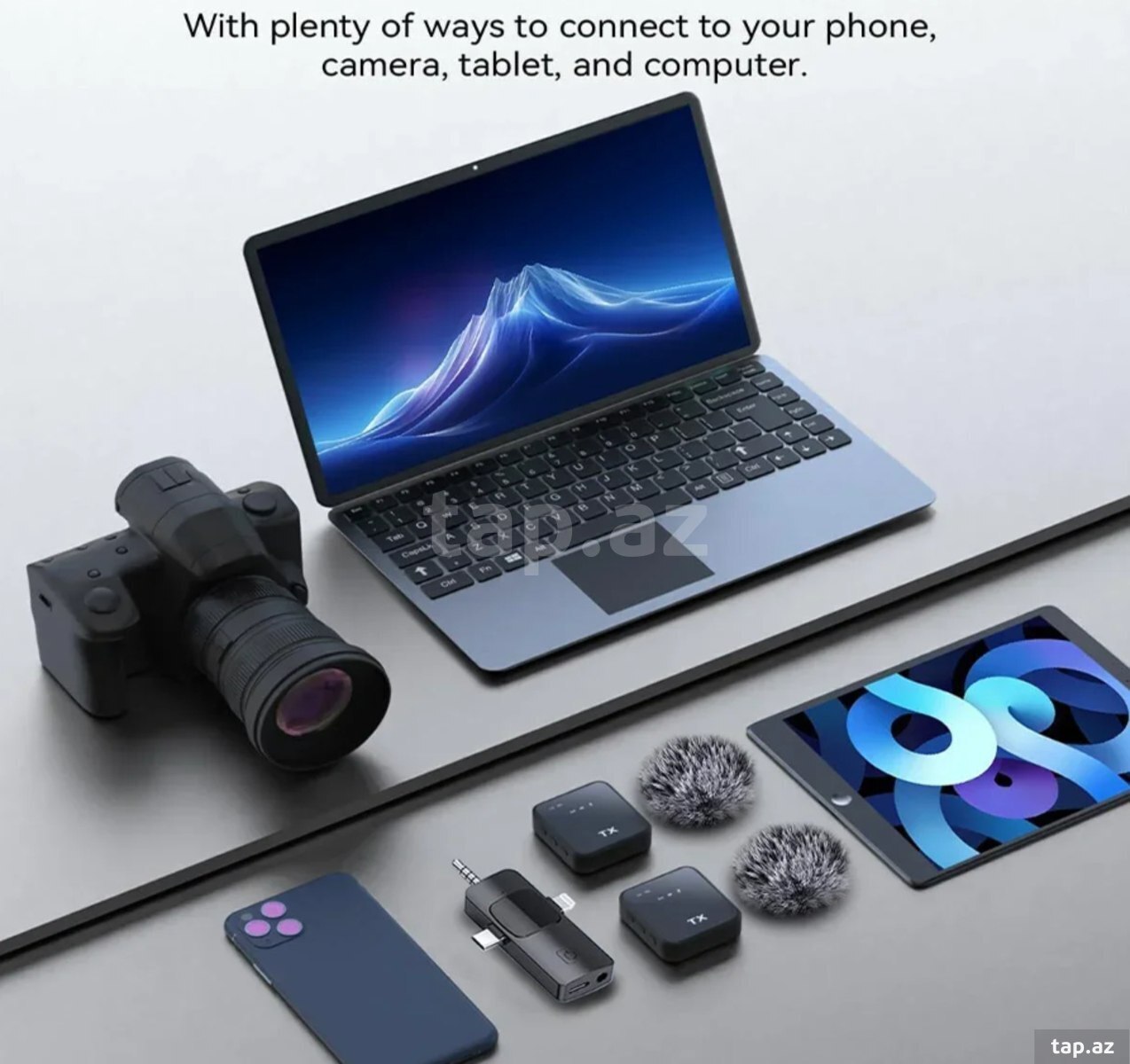 Wireless cüt yaxa mikrofonu 3in1 (4)