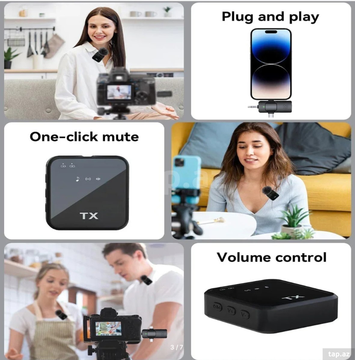 Wireless cüt yaxa mikrofonu 3in1 (2)