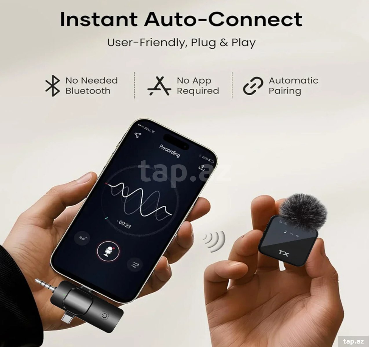 Wireless cüt yaxa mikrofonu 3in1 (3)