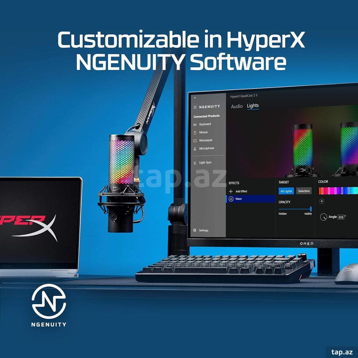 Mikrofon RGB HyperX Quadcast 2 S Gaming (9A273AA)  (2)