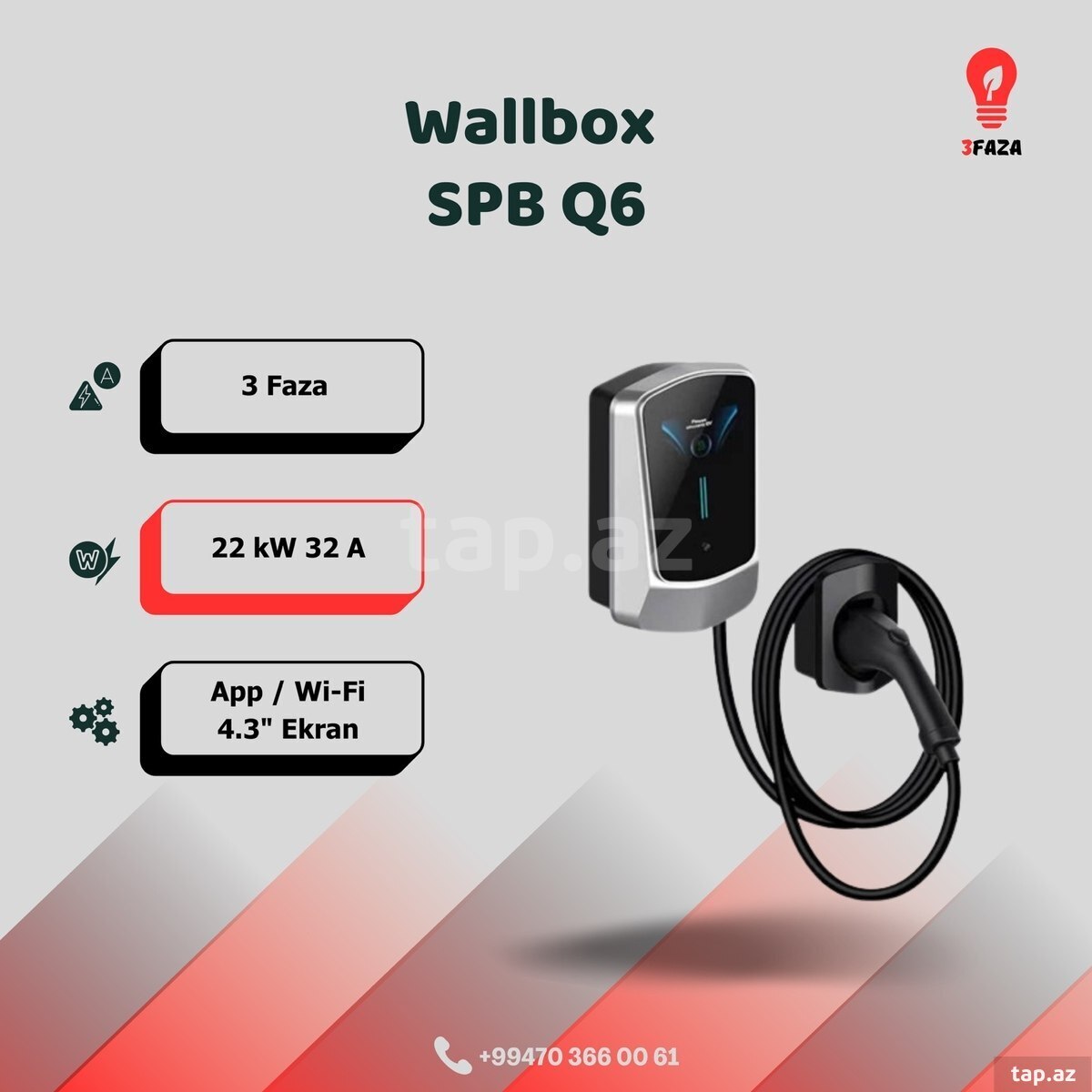 Avtomobil adapteri Wallbox Q6 22 kW