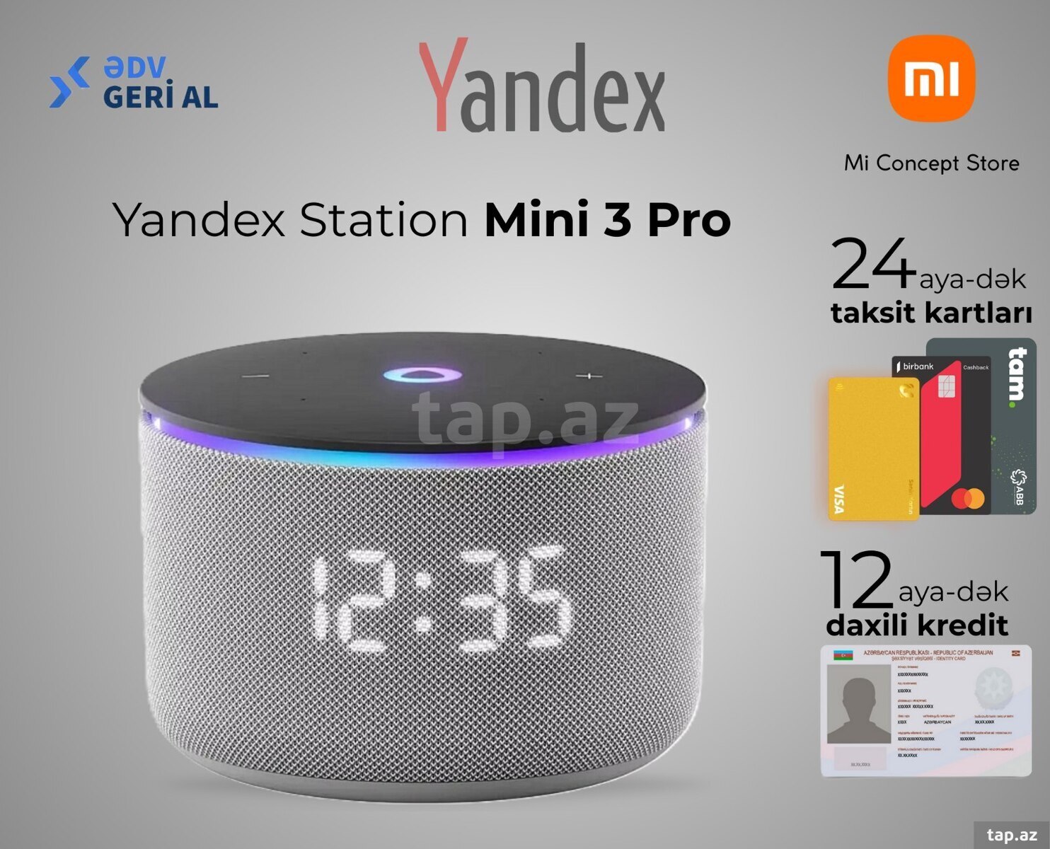 Ağıllı dinamik Yandex Station Mini 3 Pro Grey