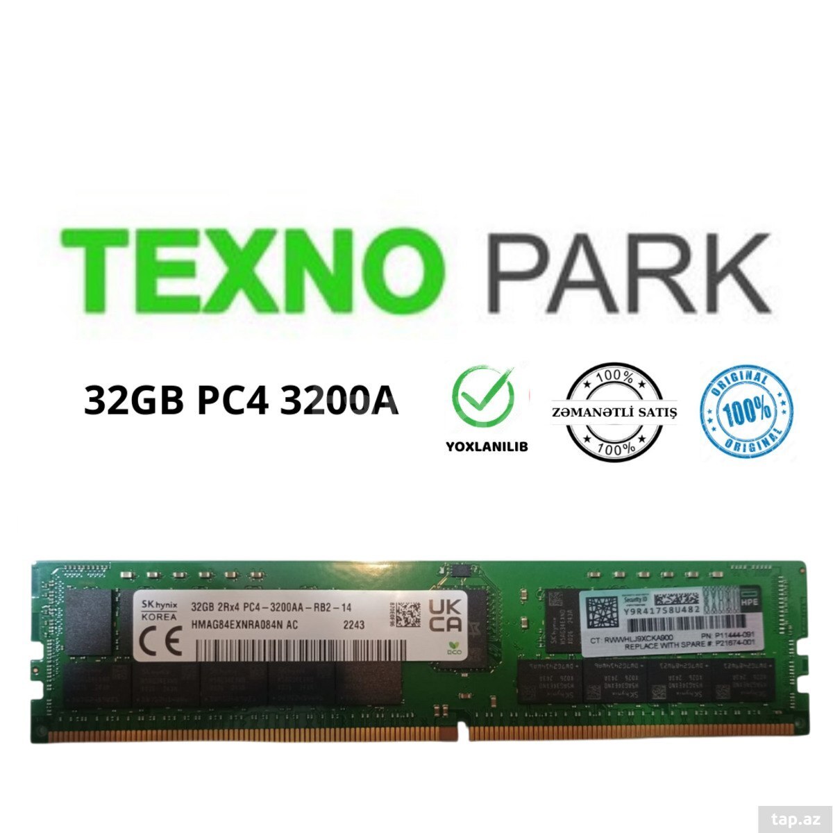 Operativ yaddaş (RAM) 32GB 2Rx4 PC4-3200AA Server 