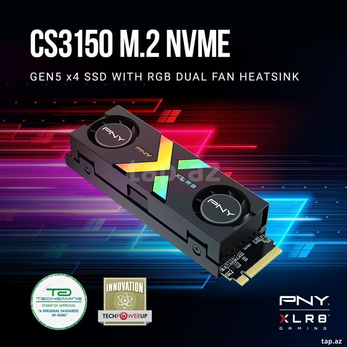 PNY XLR8 Gaming Epic-X RGB 1TB PCIe Gen5 x4 NVMe M.2 SSD UP to11500 / 8500 MB/s with RGB Dual Fan  (5)