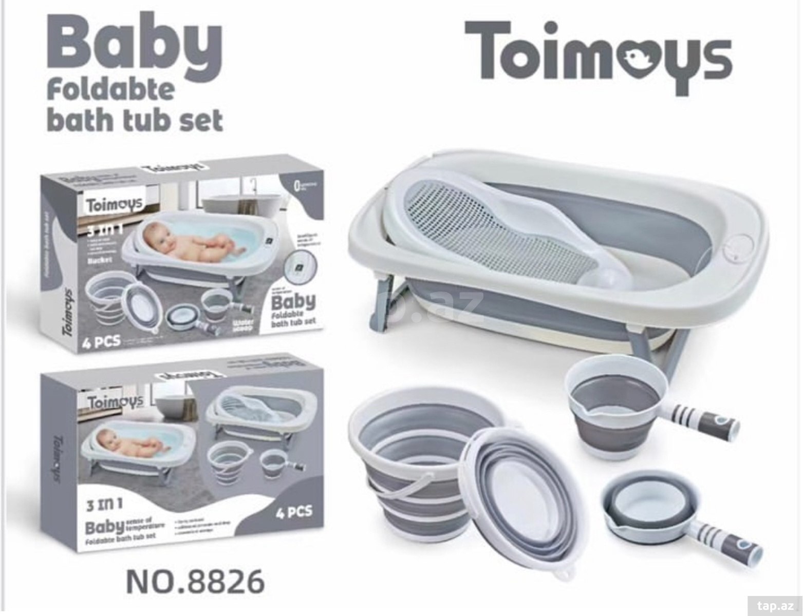 TOIMOYS Qatlana Bilən Körpə Hamam dəsti 4 in 1