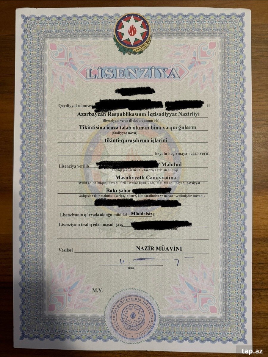 Hazır biznes (Lisenziyalı tikinti şirkəti)