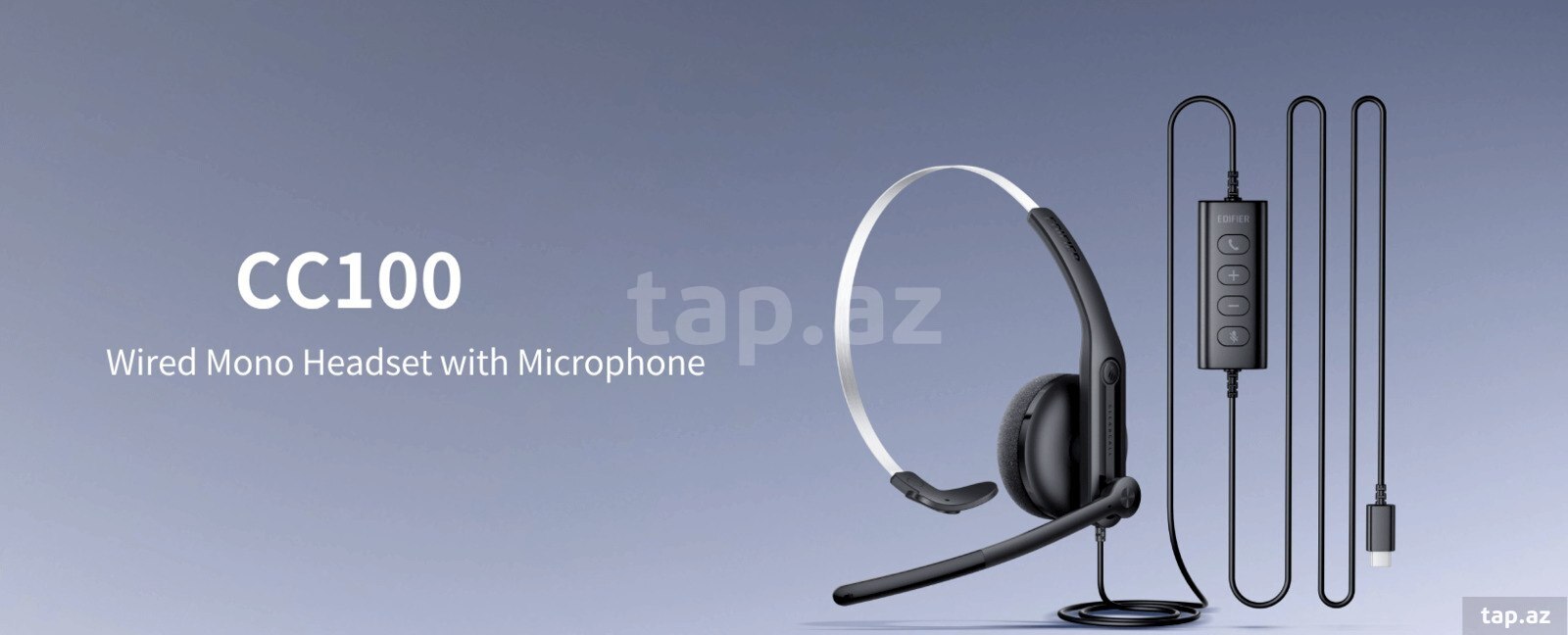 Edifier Headphones CC100 BlackWired Mono Headset with Microphone, 30mm, 94 ± 3dB (A), 20Hz - 20kHz