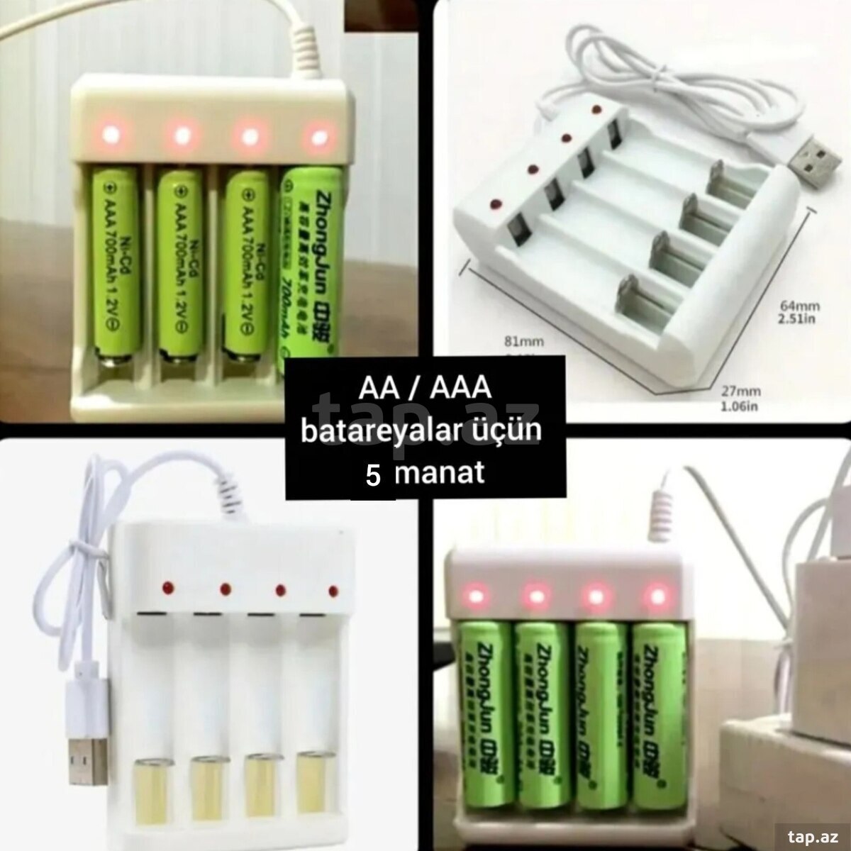 USB - AA/AAA batareya doldurma cihazı (2)