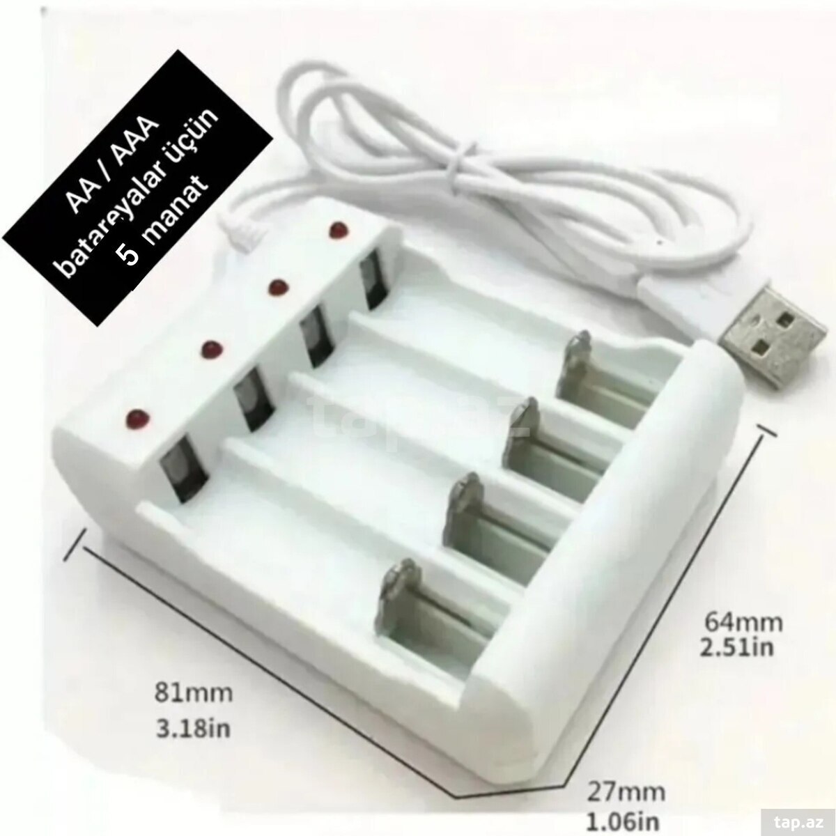 USB - AA/AAA batareya doldurma cihazı (4)