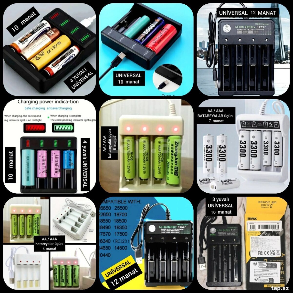 USB - AA/AAA batareya doldurma cihazı