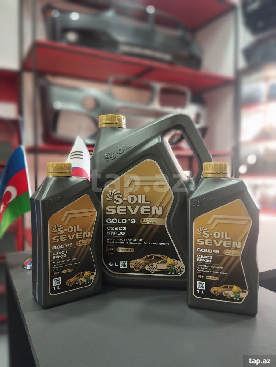 S-OIL SEVEN Gold #9 5W-30 sintetik mühərrik yağı (Koreya istehsalı)