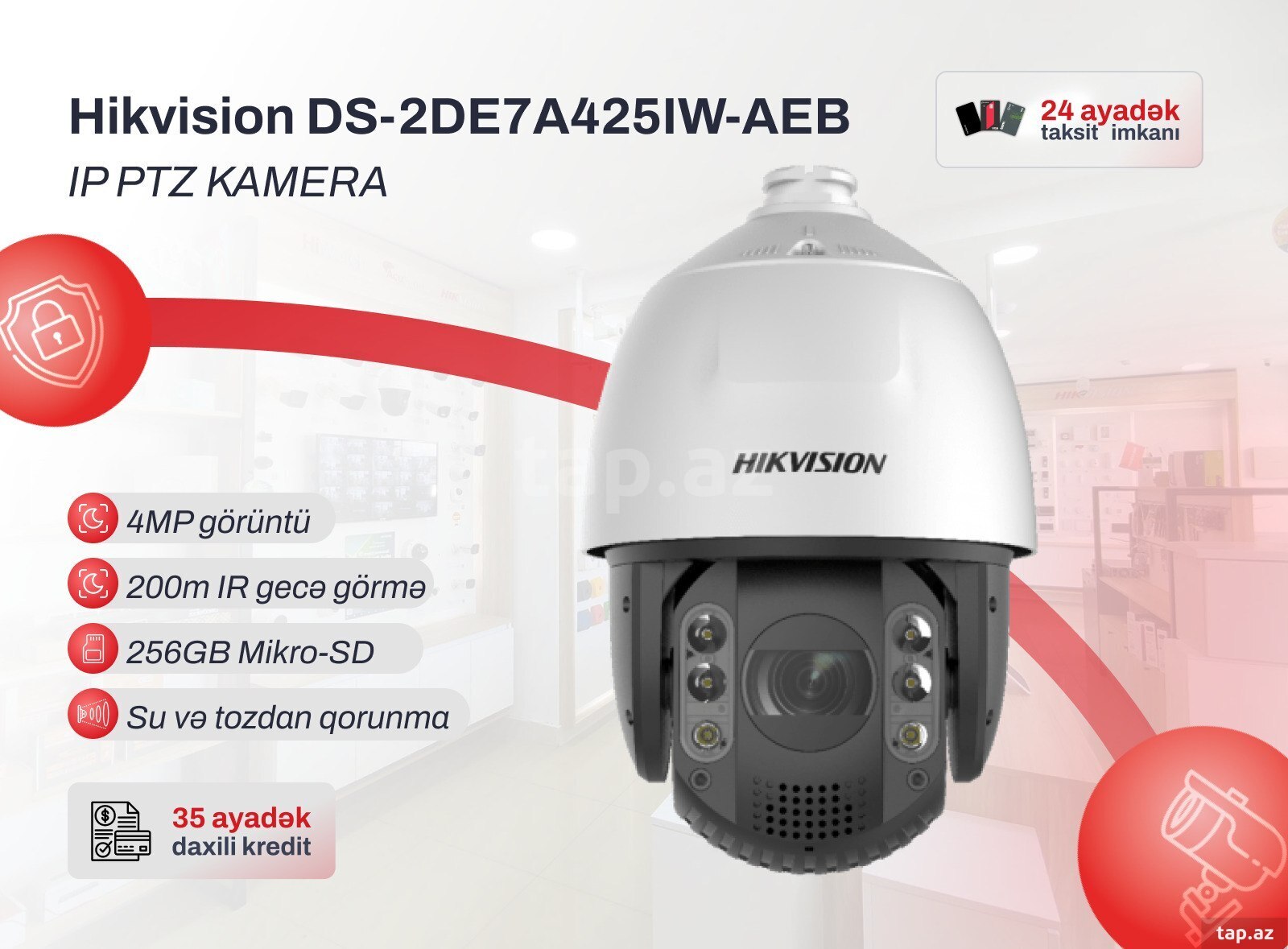 4 MP AI ağıllı PTZ IP kamera Hikvision DS-2DE7A425IW-AEB