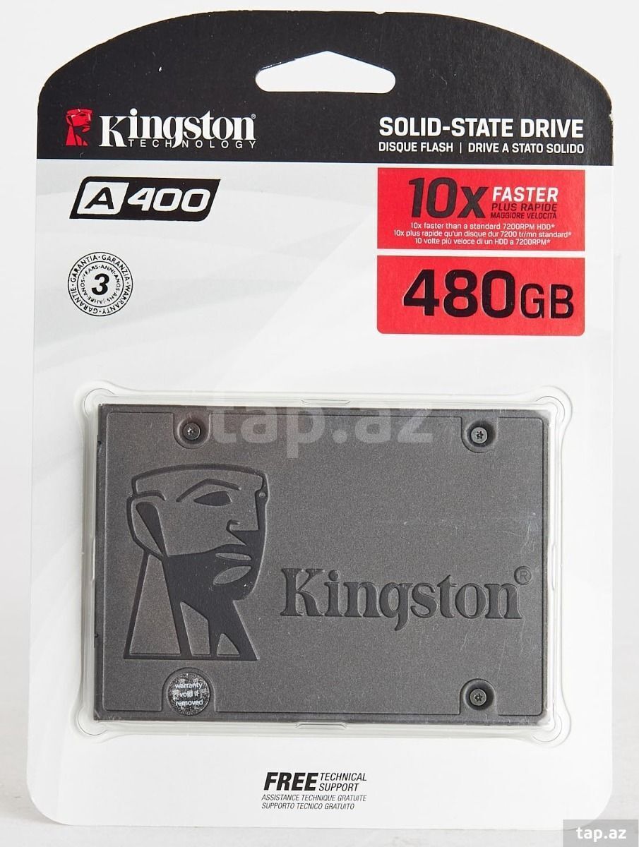SSD yığıcı Kingston A400 480GB SATA3 2.5 SSD (SA400S37/480G)
