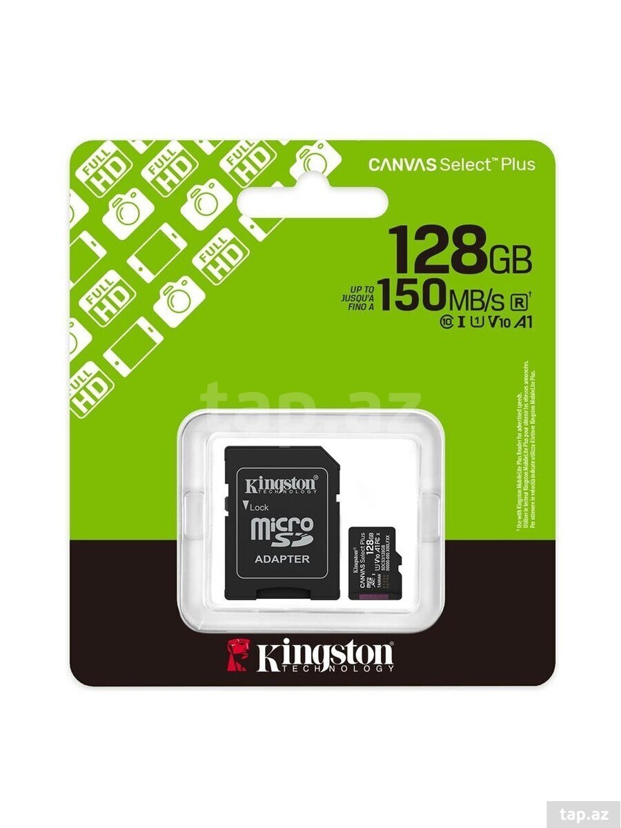 MikroSD Kingston 128GB microSDXC Canvas Select Plus Gen3 150MB/s A1 Card + Adapter (SDCS3/128GB)
