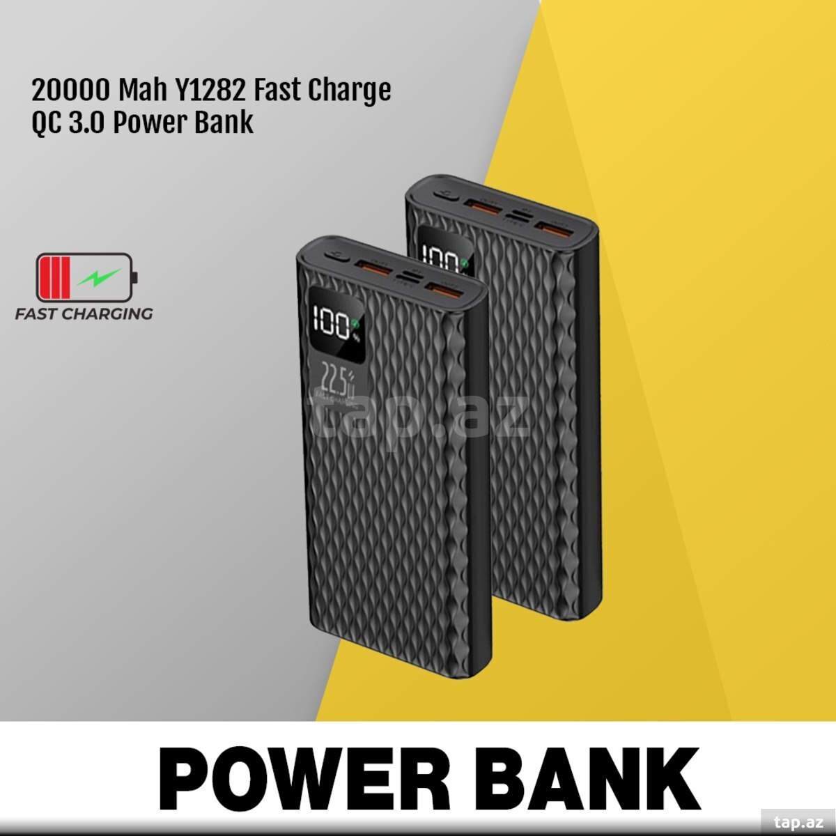 Powerbank 20000 Mah " Y1282  Fast Charge"