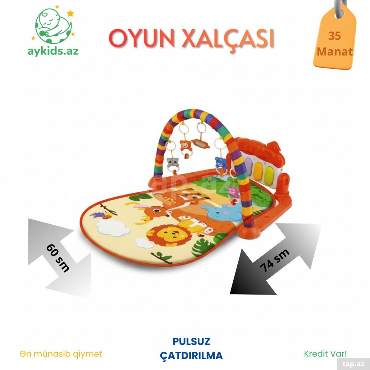 Musiqili və interaktiv körpə oyun xalçası Piano Fitness Rack