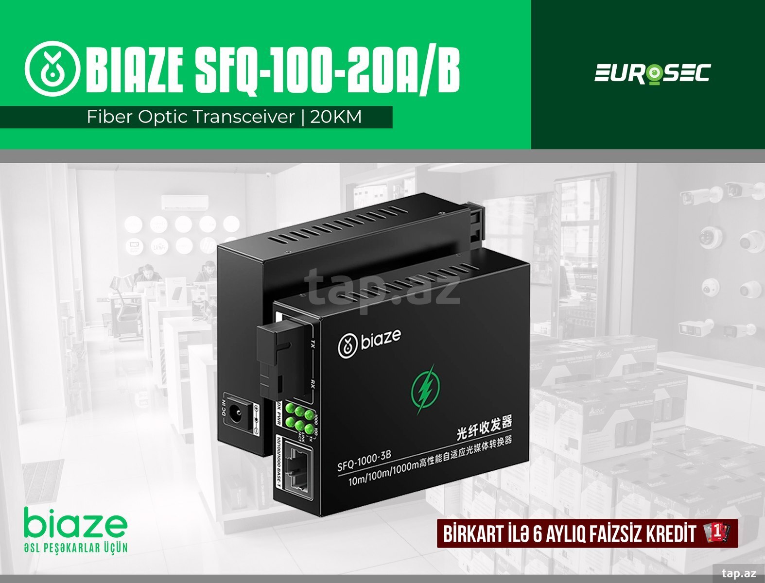 BIAZE SFP modul "SFQ-100-20A/B - Fiber Optic Transceiver 20KM Pair"