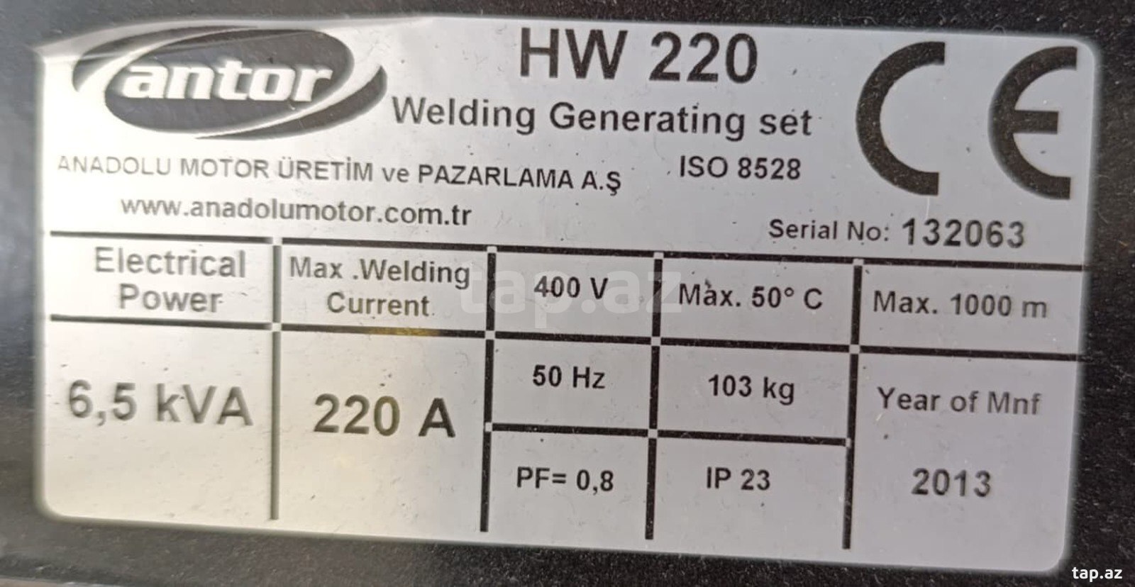 Honda mühərrikli qaynaq generatoru – Antor HW 220 (6.5 kVA / 220A) (2)