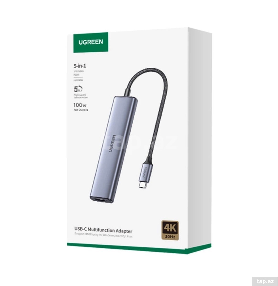 Görüntü və məlumat kabeli "Ugreen USB-C to HDMI HUB Adapter 5-in1 CM478" (14)