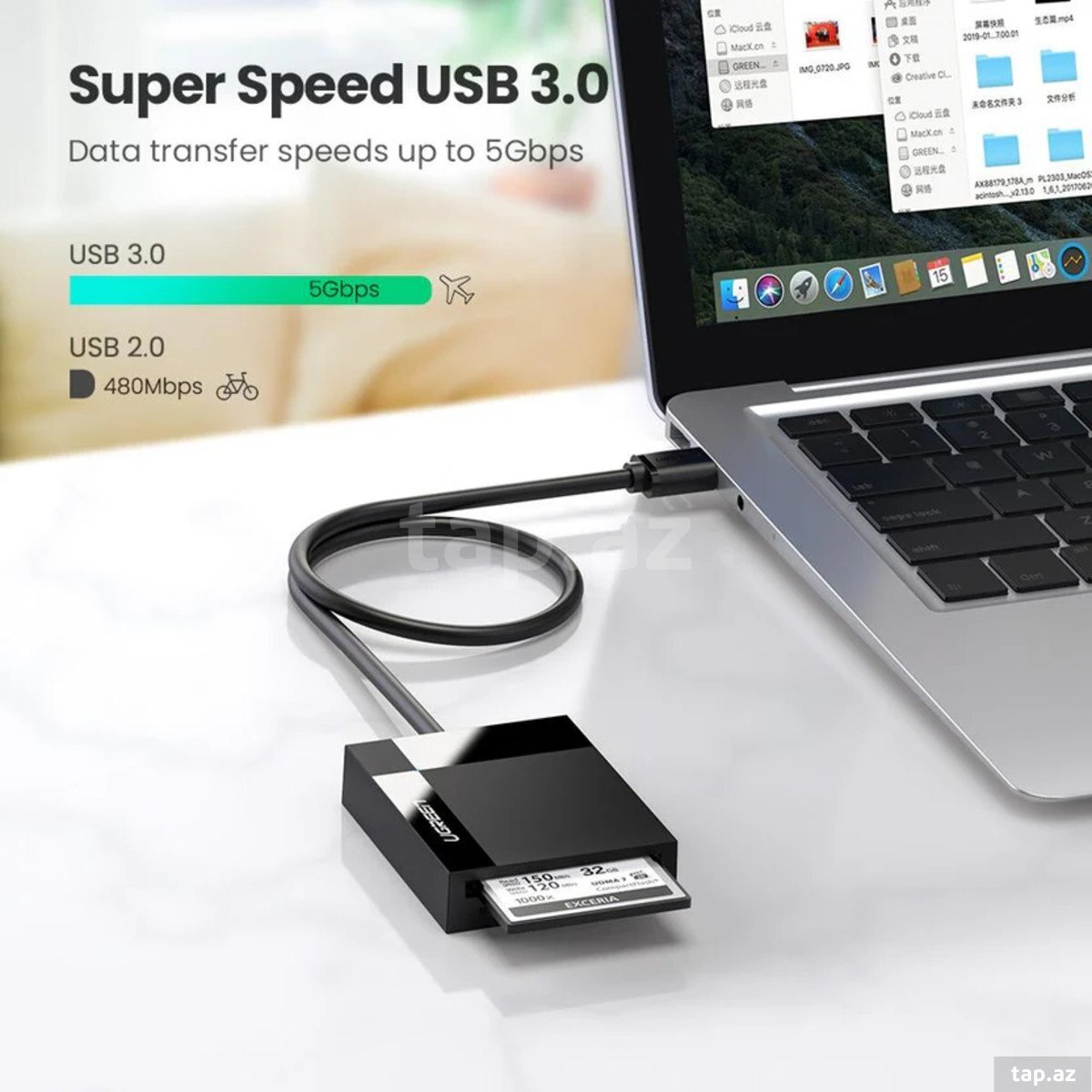 Micro SD oxuyucu "Ugreen USB 3.0 All-in-One SD Card Reader 50cm" (3)