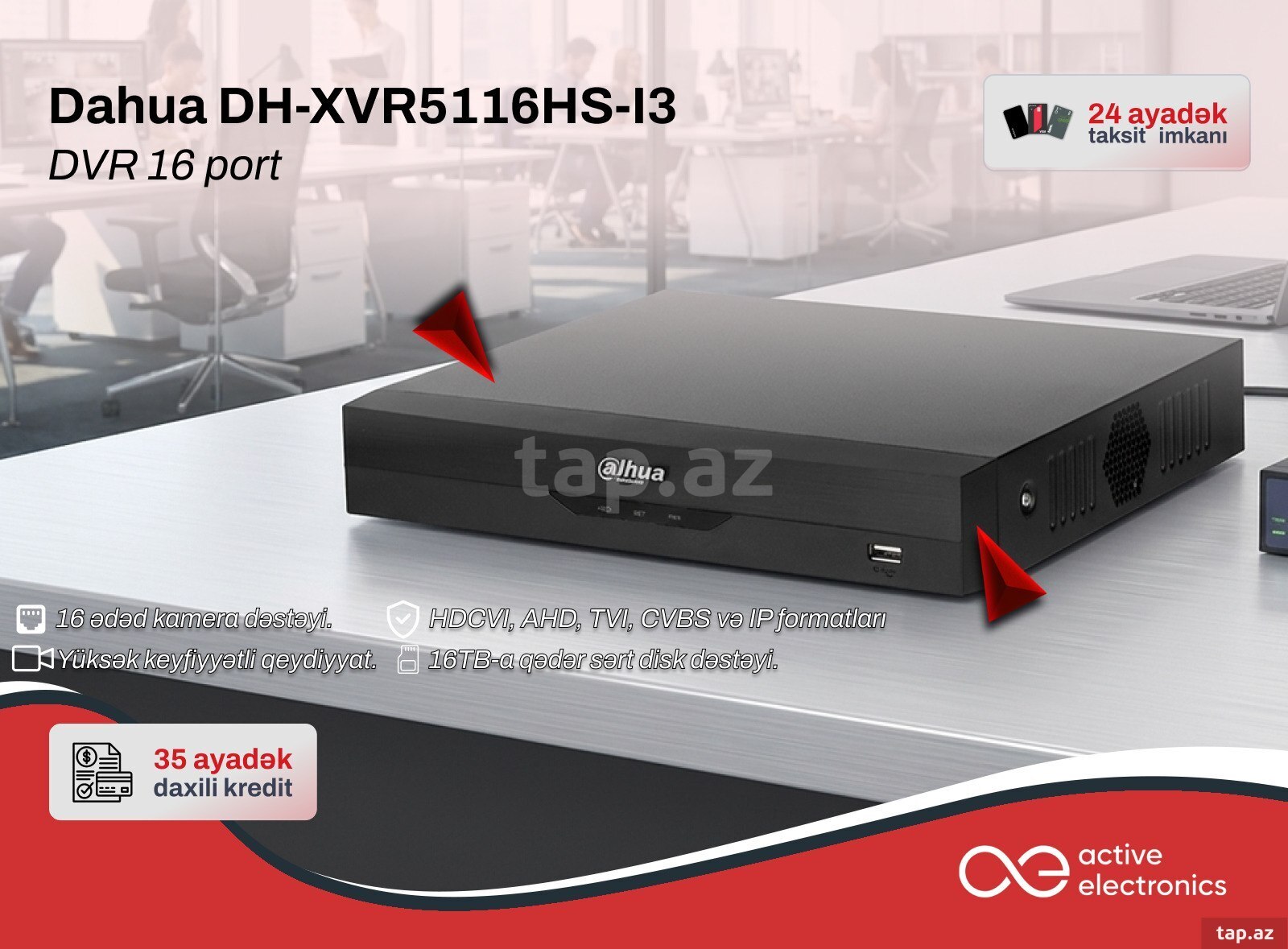 Dahua DH-XVR5116HS-I3 – 16 kanal AI videoqeydiyyatçı