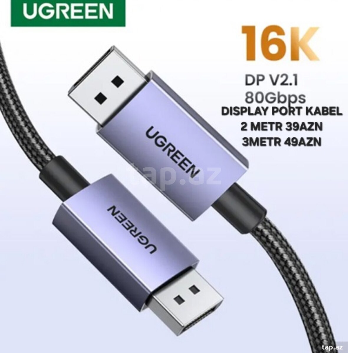 Ugreen display port kabel 16k 144hz 240hz