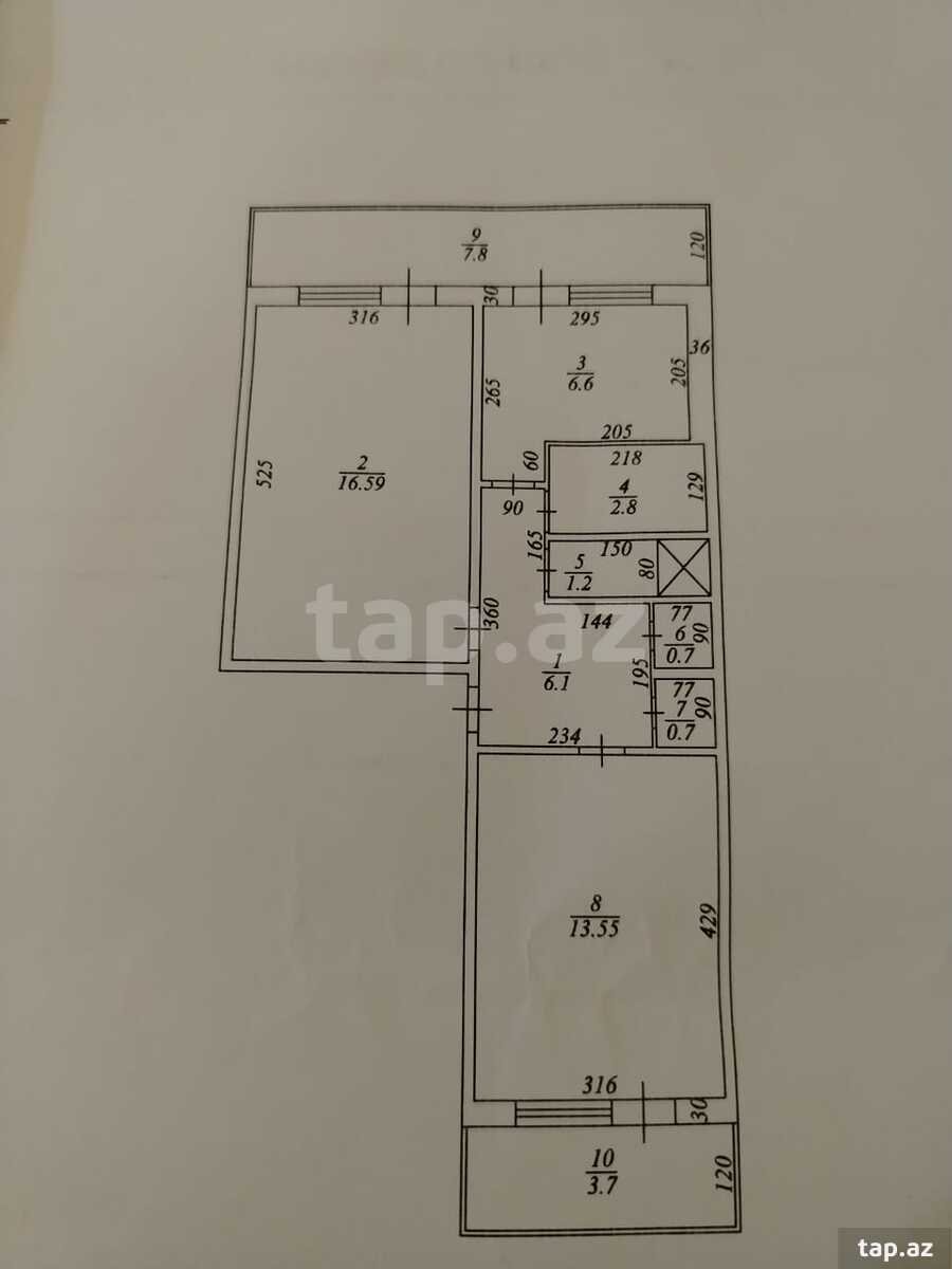 2-otaqlı mənzil, General Şıxlinski küç., 60 m² (12)