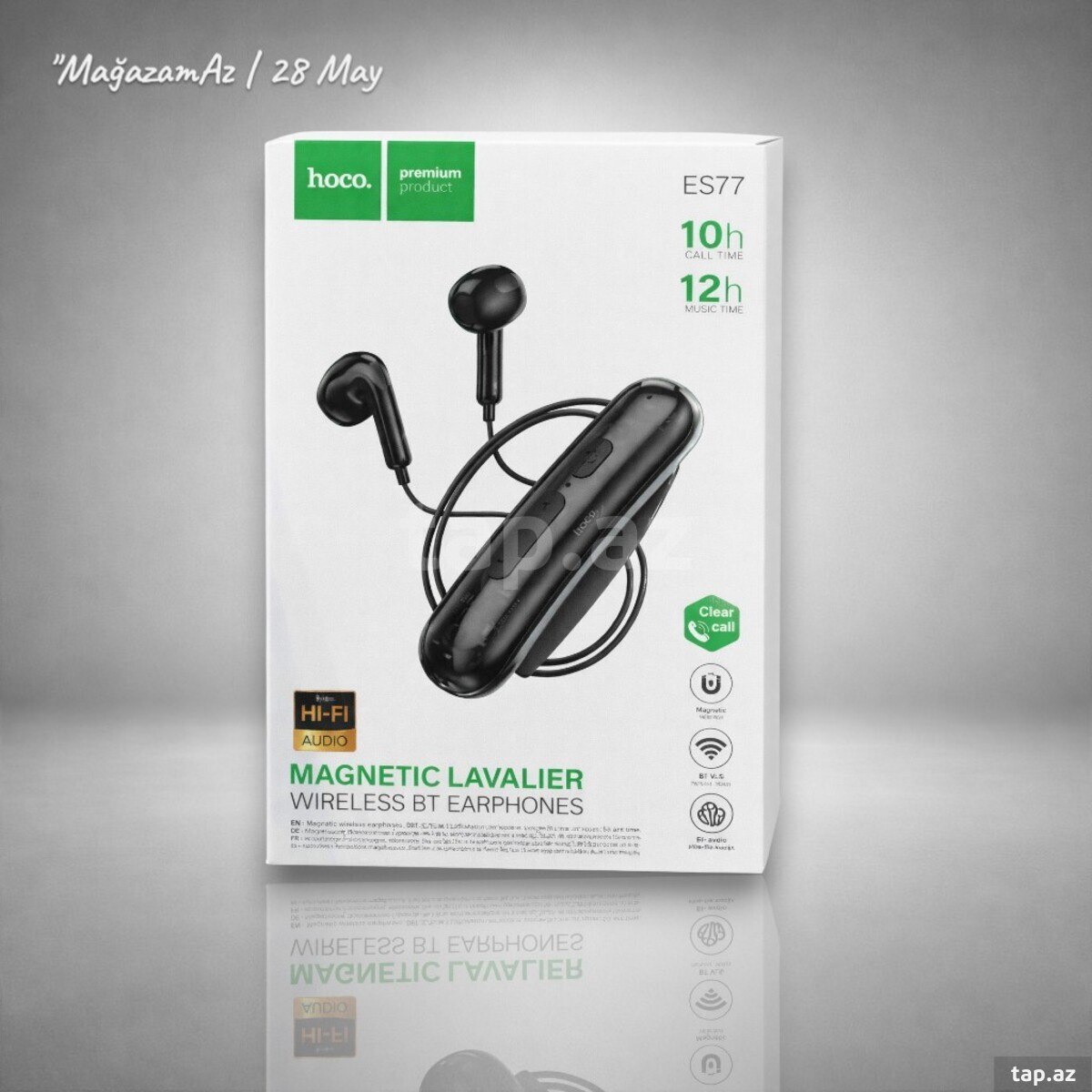 Hoco ES77 Simsiz Bluetooth qulaqlıq (Magnetic Lavaliyer Earphones)