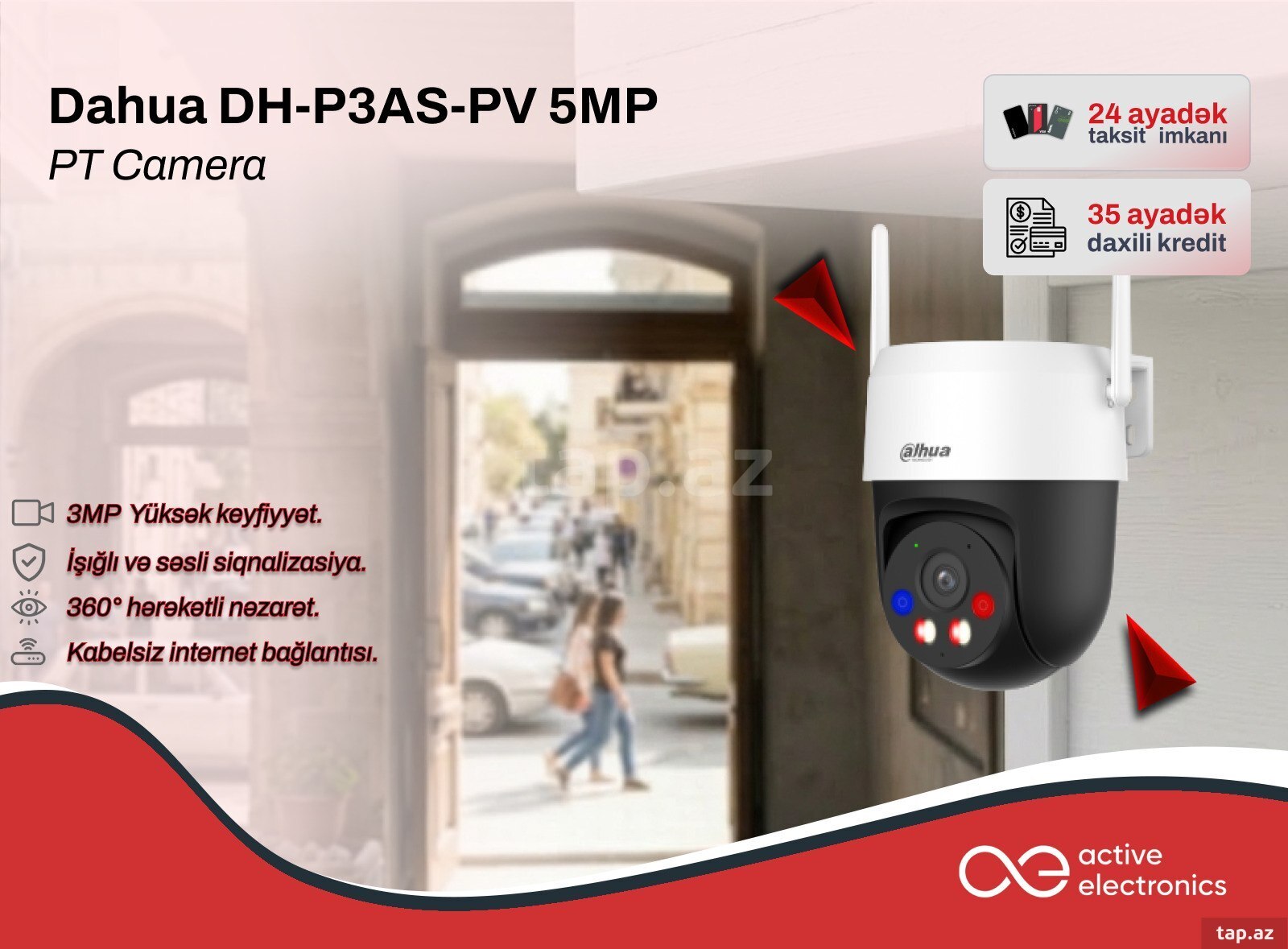 Dahua DH‑P3AS‑PV 5 MP Wi‑Fi outdoor pan & tilt kamera