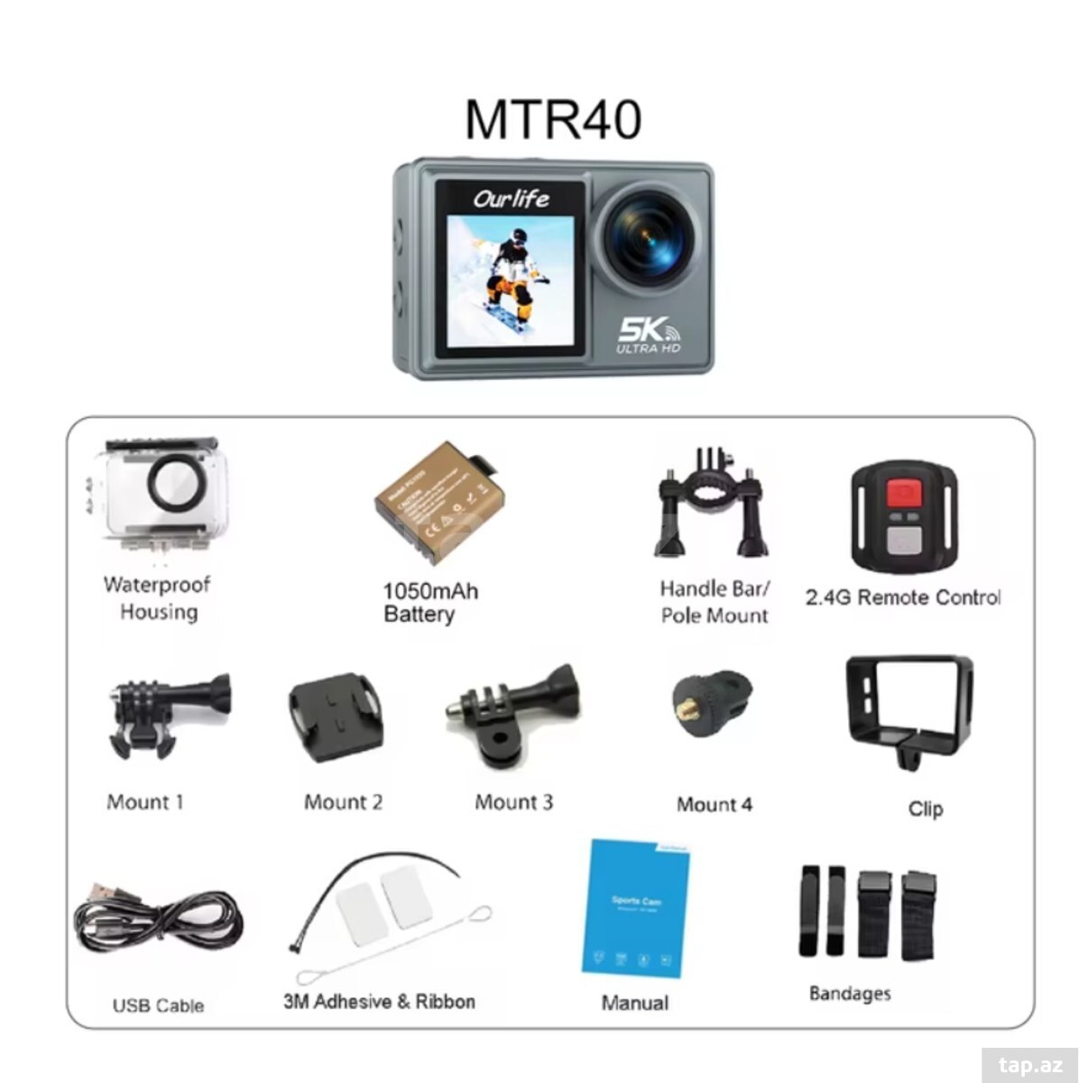 Action kamera 5K Ultra HD Wifi Touchscreen (7)