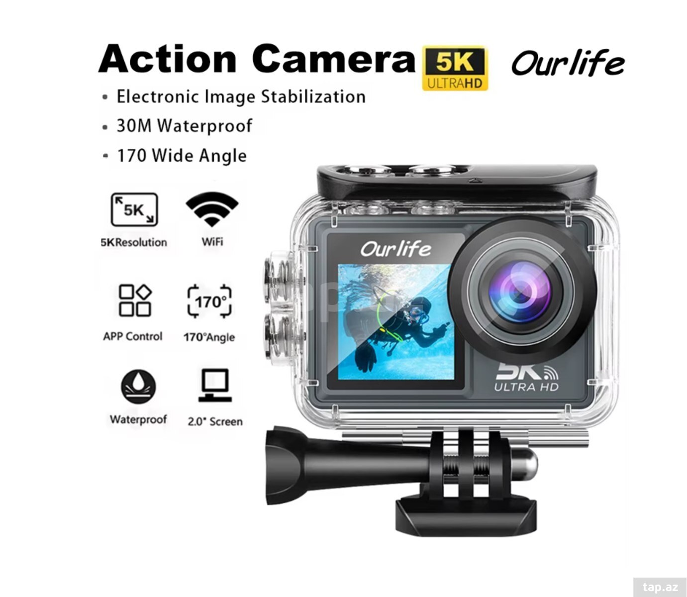 Action kamera 5K Ultra HD Wifi Touchscreen (16)