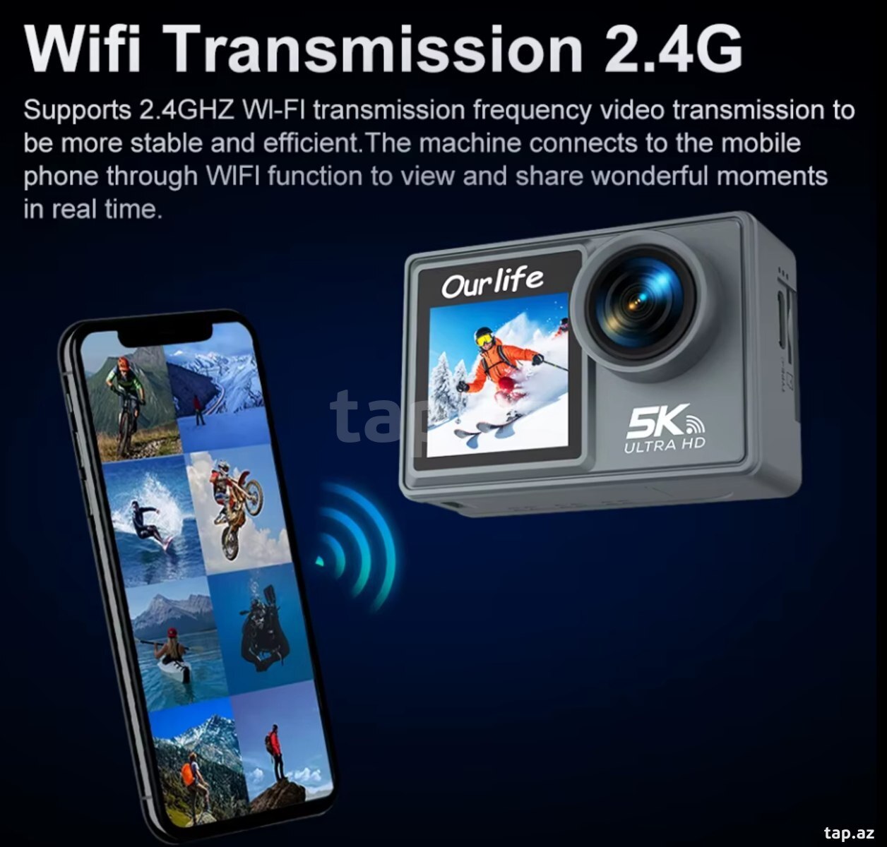 Action kamera 5K Ultra HD Wifi Touchscreen (6)