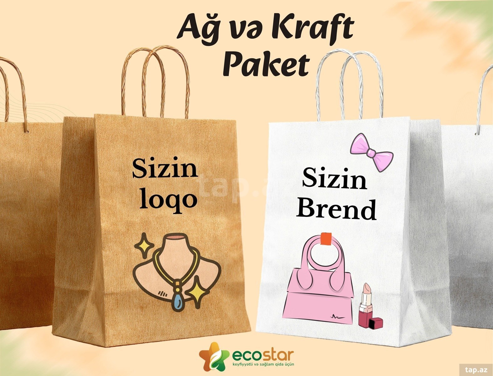 Çanta kraft və ağ