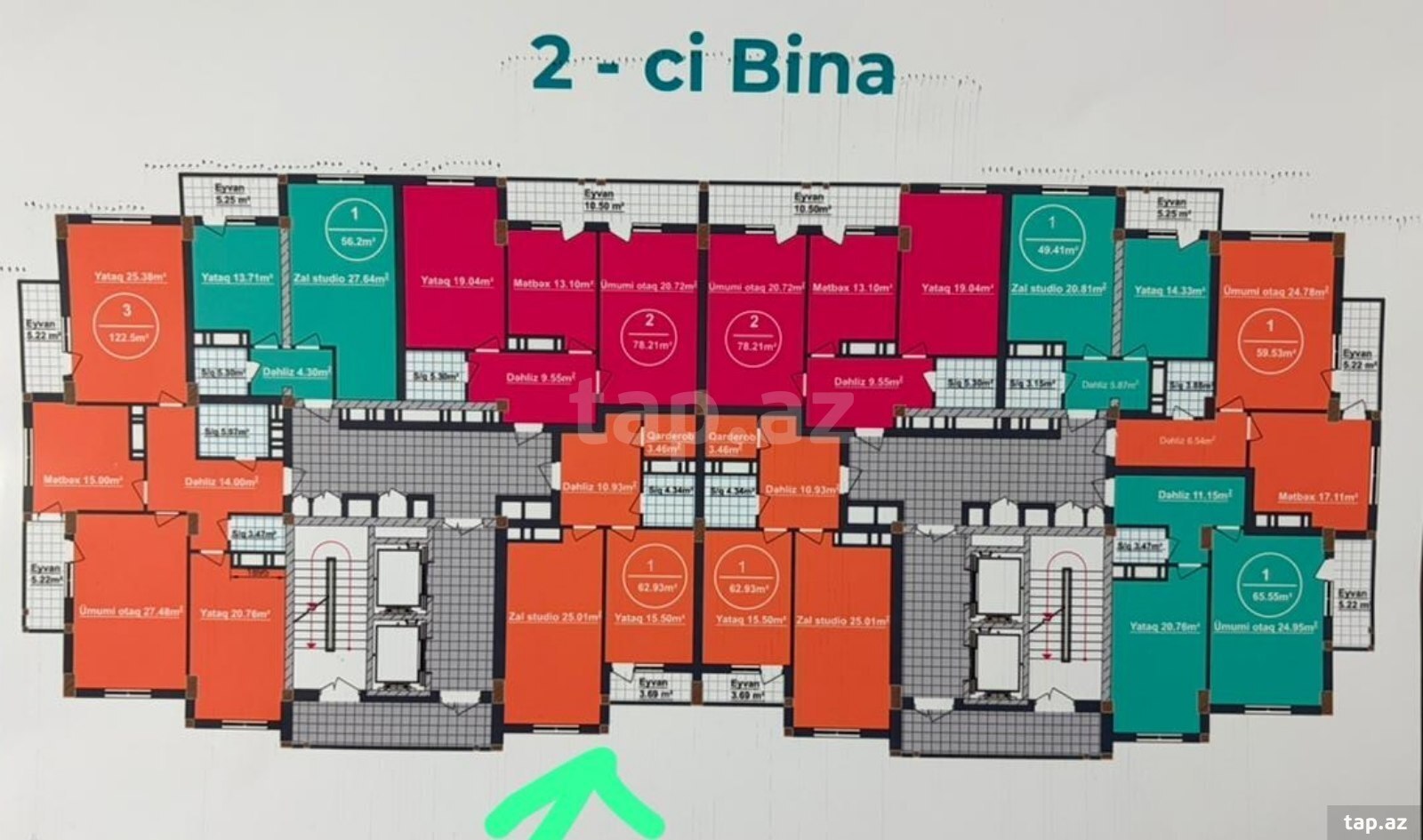 2-otaqlı yeni tikili, Binəqədi r., 63 m²