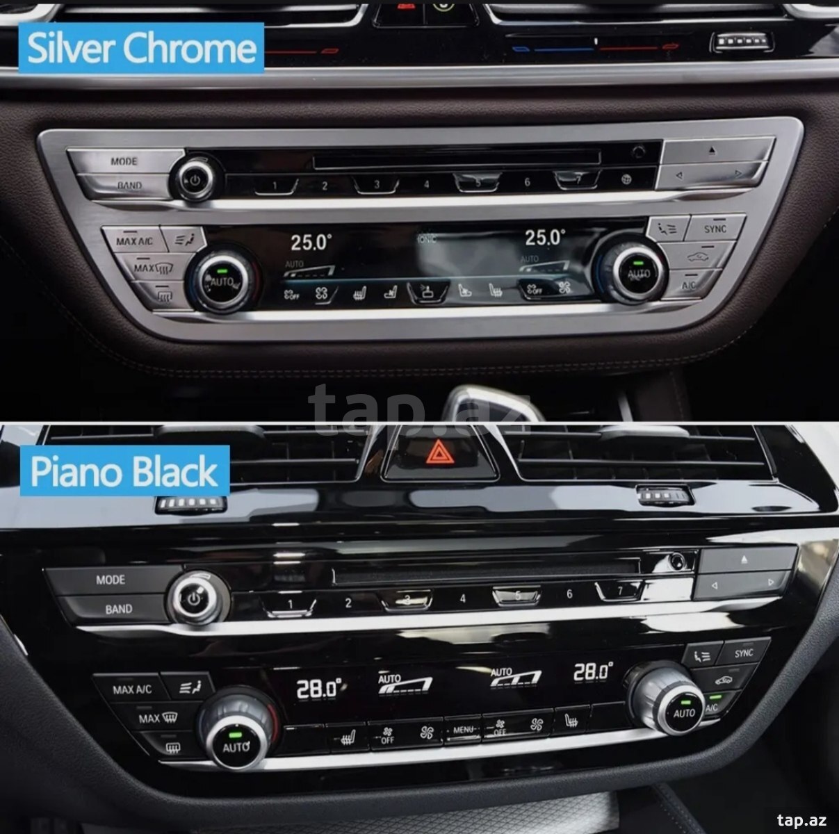 BMW G30, G31, G32, G11, G12 2017-2023 AC klimat idarə edici xrom knopkaları, düymələri  (3)