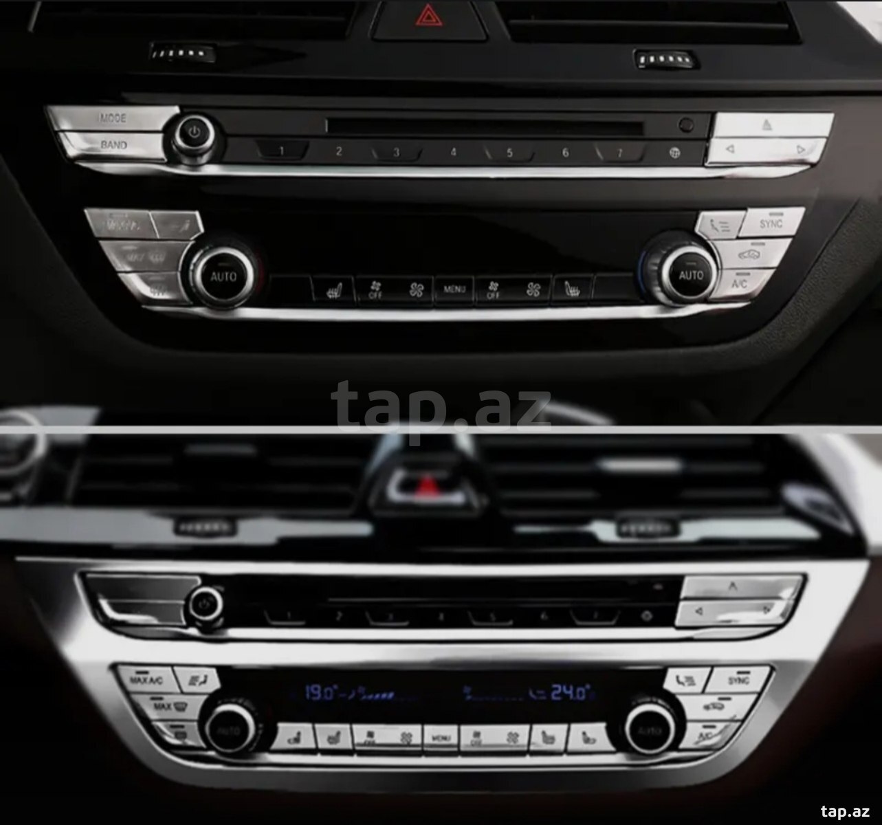 BMW G30, G31, G32, G11, G12 2017-2023 AC klimat idarə edici xrom knopkaları, düymələri  (4)