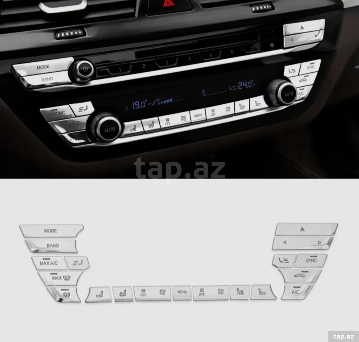BMW G30, G31, G32, G11, G12 2017-2023 AC klimat idarə edici xrom knopkaları, düymələri 