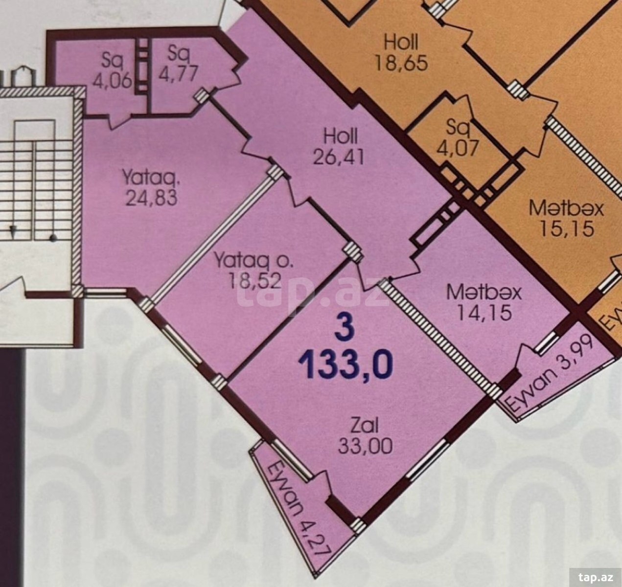 3-otaqlı yeni tikili, Səməd Vurğun küç., 133 m² (8)