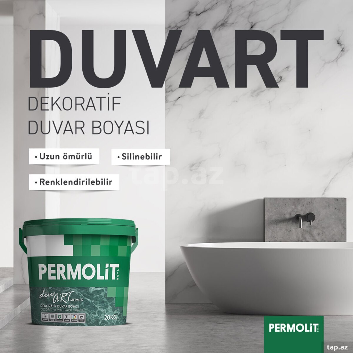 Permolit Duvart mərmər dekorativ boya 10 kq — 1