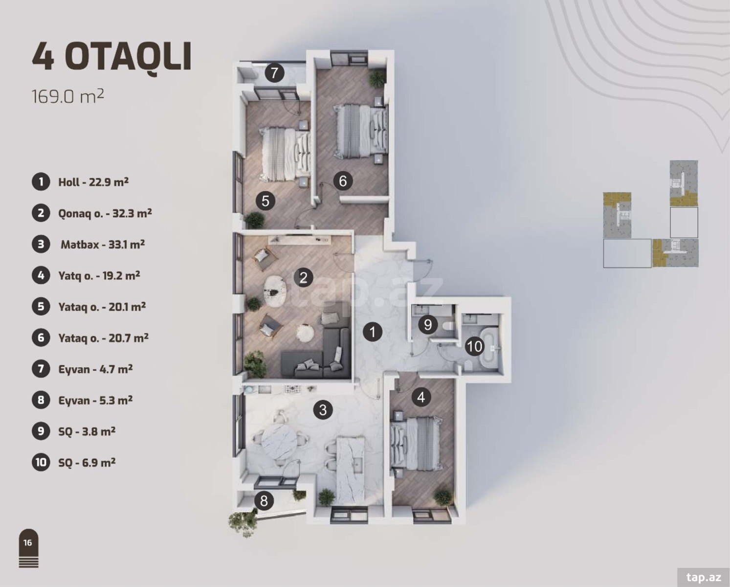 4-otaqlı yeni tikili, Xəlil Rza Ulutürk küç. 23, 170 m² (3)