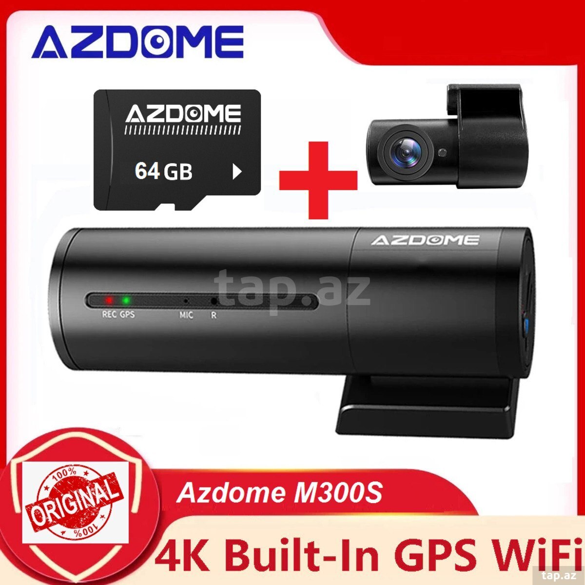Azdome M300S 2-kameralı + 64GB