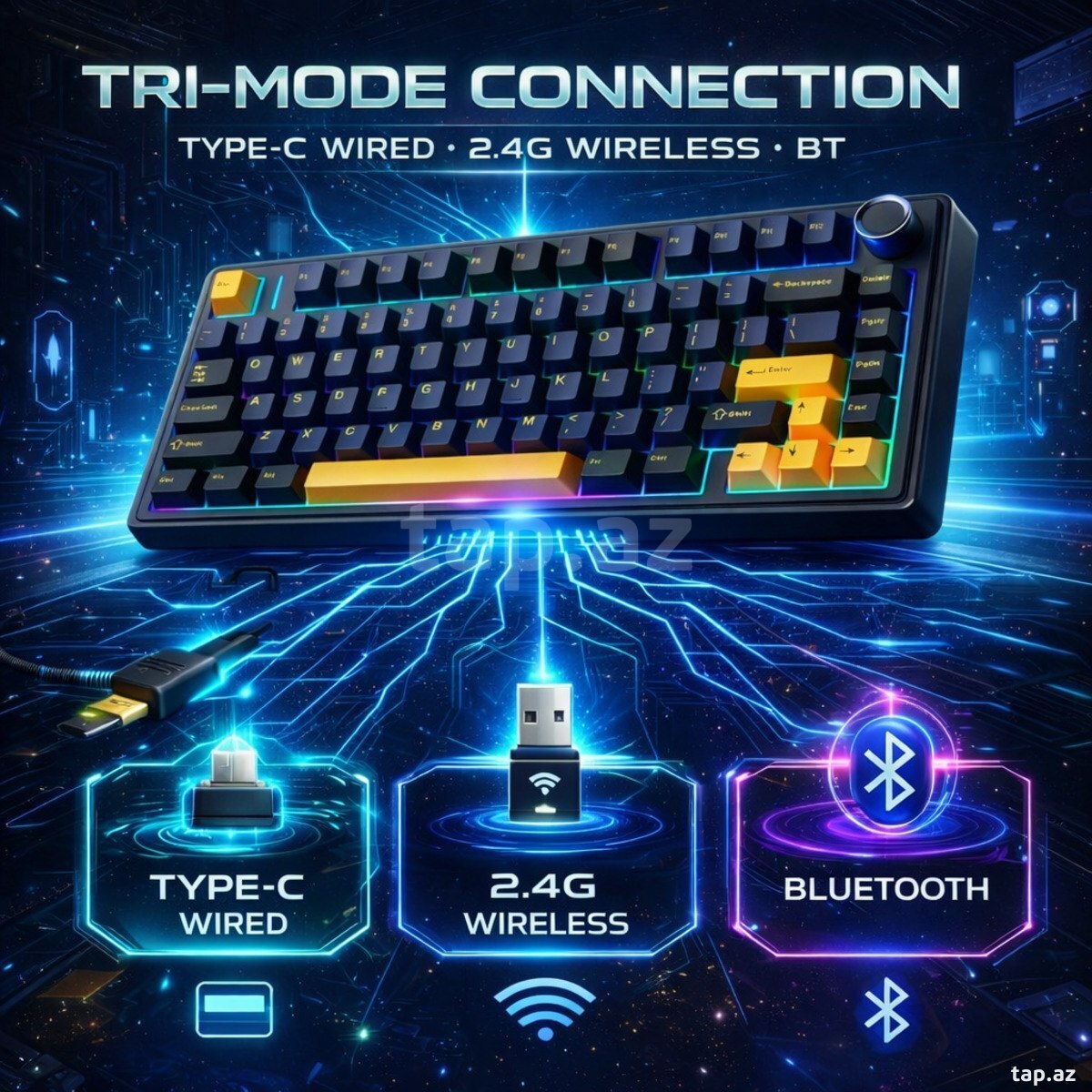Klaviatura AULA F75 Thunder Black Mechanical Keyboard (3)