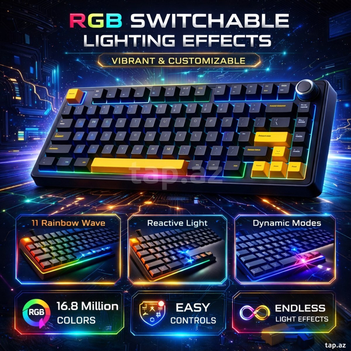 Klaviatura AULA F75 Thunder Black Mechanical Keyboard (5)