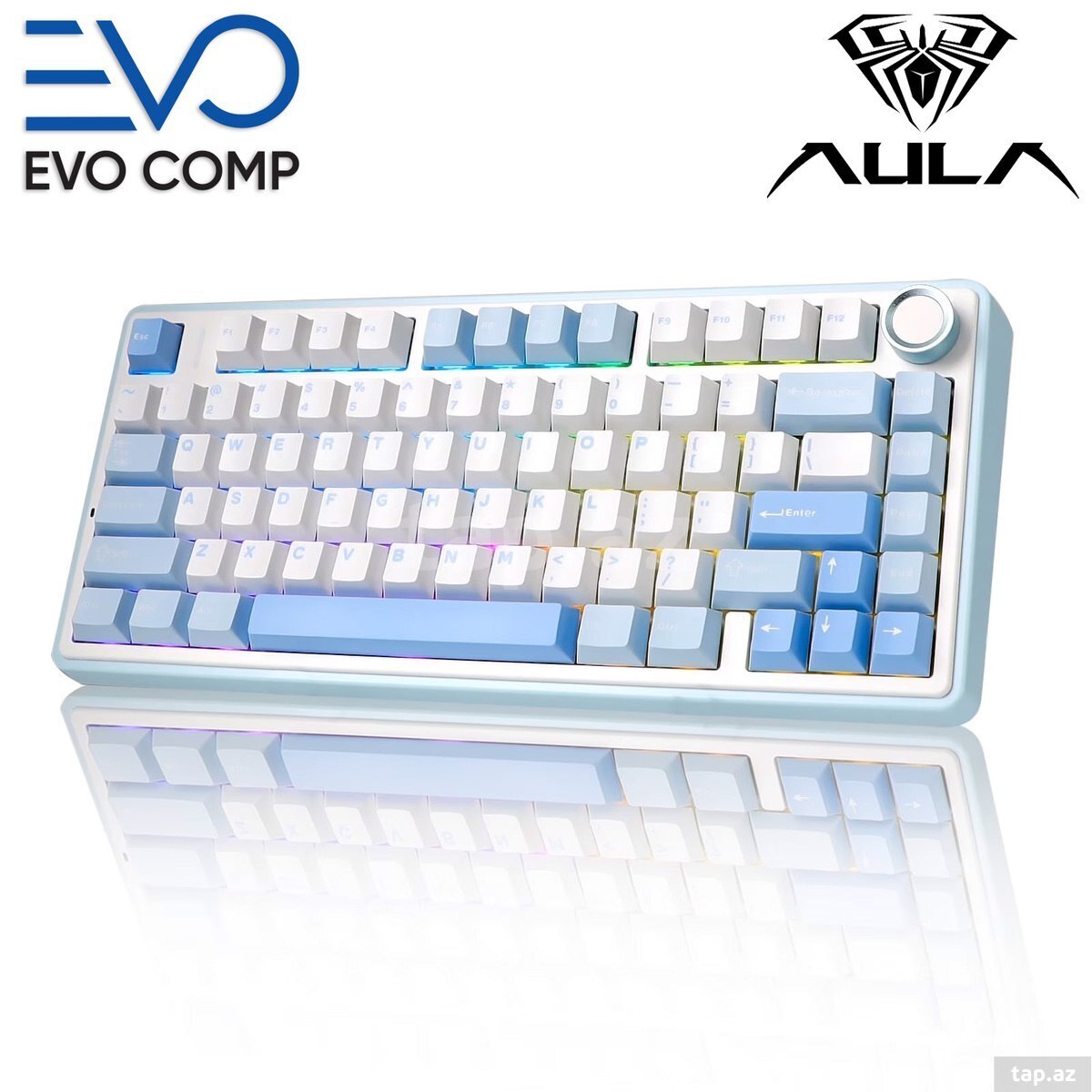 Klaviatura AULA F75 Sea Salt Blue Mechanical Keyboard